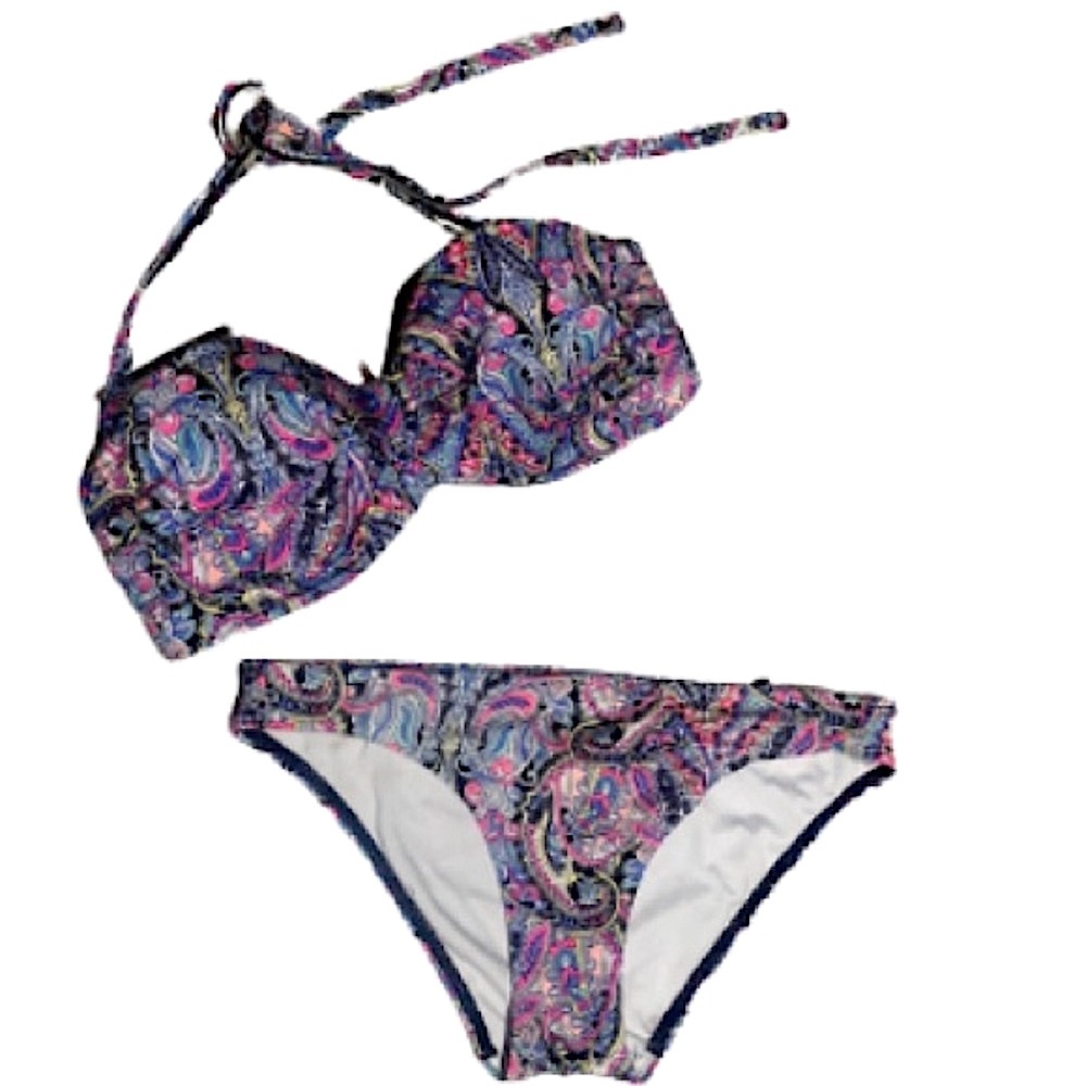 Victoria’s Secret Twist Bandeau Neon Paisley Bikini Set 34D
